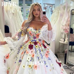 RFYR 꽃 파티 드레스 분리형 슬리브 댄스 파티 드레스 오프 숄더 공주 가운 Sweetheart 연예인 드레스 맞춤형