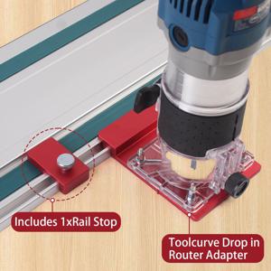 1세트 가이드 레일 어댑터, 직선형 밀링 그루브 알루미늄 합금 보조 브래킷(리미터 포함) 대부분의 라우터와 호환 가능