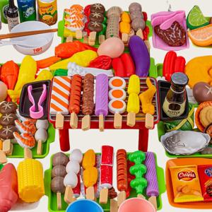 아기 역할놀이 주방 장난감 BBQ 세트 어린이 모의 BBQ 조리기구 요리 모의 음식 코스프레 교육용 선물 장난감