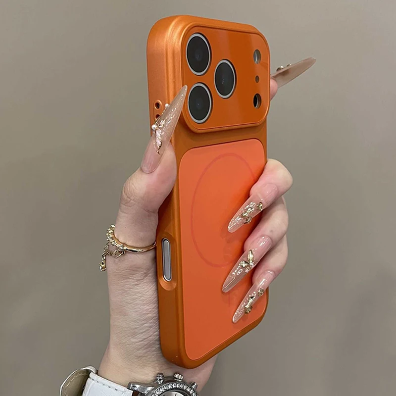 오리지널 글래스 나노 매트 렌즈 보호 폰 케이스 아이폰 17 에어 16 15 14 13 12 11 프로 맥스용 맥세이프 무선 충전 케이스