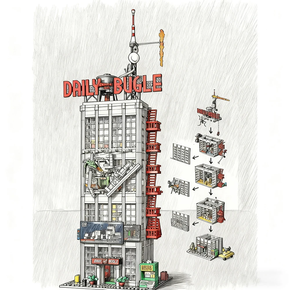 스트리트 뷰 시리즈 3772피스 데일리 신문 빌딩 모델 홈 퍼니싱 빌딩 블록 대형 장난감 크리스마스 생일 선물