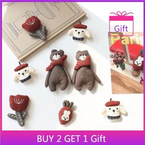 토끼 브로치 빨간 스카프 곰 튤립 핀 귀여운 동물 테마 헤어 액세서리 여성 소녀 헤어 클립 의류 액세서리