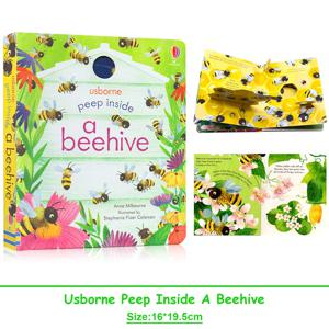 Usborne Peep Inside A Beehive 몬테소리 어린이를 위한 교육용 영어책 어린이 취침 시간 3D 플랩 그림 보드북
