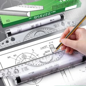 스페이스 볼 평행 롤링 자 미터법 도면 다기능 소형/대형 스케일 도구 15/30cm 투명 롤링 건축 기술자용
