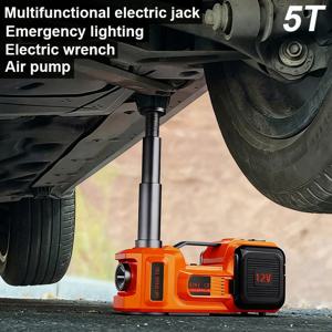 전기 자동차 잭 5T 유압 자동차 잭 내장형 인플레이터블 펌프 및 LED 라이트 포함 SUV 트럭 타이어 교체용 150~450mm