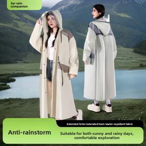 여성용 롱 레인코트, 성인용 야외복, 허리 조절 가능한 일체형 전기차용 우비
