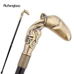 노란색 오징어 물고기 모양 장식용 지팡이, 패션 장식용 지팡이, 신사 우아한 코스프레 지팡이, 손잡이 크로시어 93cm