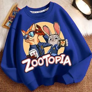 봄 어린이 소년 옷 어린이 소녀 디즈니 Zootopia 2 Judy Hopps Nick Wilde 프린트 스웨트 탑 베이비 만화 풀오버