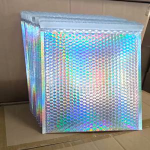 30개 홀로그램 버블 메일러 방수 자가 접착 호일 글리터 글래머 배송 가방 우편 용품용