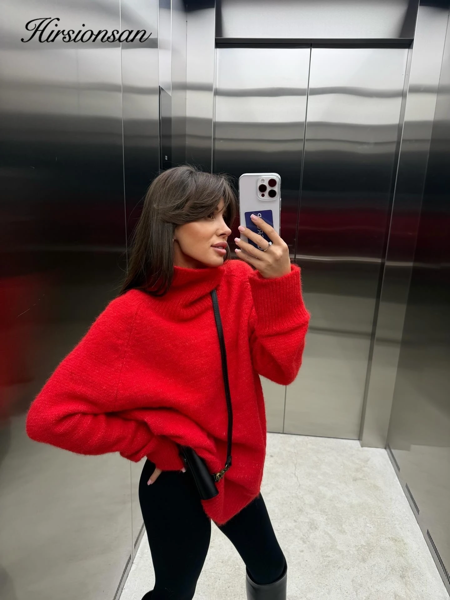 Hirsionsan 기본 터틀넥 스웨터 여성용 2025 오버사이즈 부드러운 니트 울 풀오버 여성 캐주얼 두꺼운 따뜻한 고품질 상의