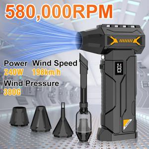 580000 RPM 강력 터보 블로워, 무선 진공 청소기, 전기 제설기, 380g 송풍력, LED 조명, 자동차 청소
