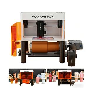 아톰스택 P1 듀얼 레이저 조각기, 5W 아우즐 레이저 및 1.2W 적외선 레이저로 금속 조각 가능, 110*110mm 및 R8 회전 기능