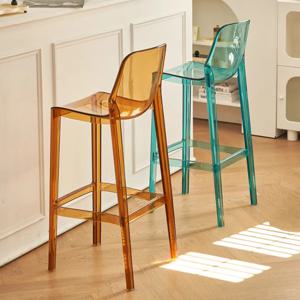 /아크릴 투명 바 의자 북유럽 모던 성인용 라운지 하이 체어 미니멀리스트 대기용 의자 주방 가구