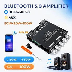 ZK-TB21 블루투스 5.0 2.1 채널 서브우퍼 앰프, 50W*2 + 100W 파워 오디오 스테레오 베이스 AMP TPA3116D2 탑재