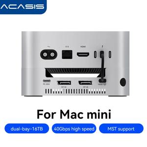 Acasis 40Gbps Thunderbolt4/USB4 호환 인클로저 스토리지 Pro | Mac Mini M4/M4 Pro용 듀얼 USB-A M.2 NVMe SSD 포트 DP4K144Hz