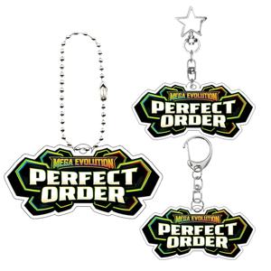 애니메이션 PTCG 메가 진화 퍼펙트 오더 시리즈 포켓몬스터 로고 카드 아크릴 키체인 만화 가방 펜던트 열쇠고리 선물 장난감