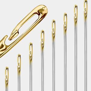 12pcs 셀프 스레딩 바느질 바늘 스테인레스 스틸 빠른 자동 스레딩 바늘 스티칭 핀 DIY 펀치 바늘 실꿰기