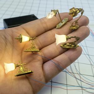 5PCS HO 스케일 벽 마운트 구즈넥 램프/가로등 모델 만들기 모델 공원 램프 레이아웃 따뜻한/차가운 흰색 무작위
