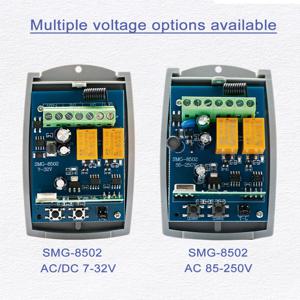 2CH 범용 433.92 MHz 차고 문 원격 제어 수신기 433MHz 스위치 DC AC 7-32V 85-250V 220V 2 채널 RF 릴레이 모듈