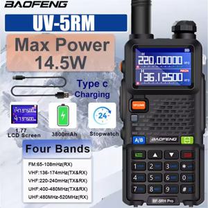 UV-5RM 3800mAh 배터리 USB-C 10W Baofeng 워키 토키 FM 4 밴드 무선 복사 주파수 999CH AM 양방향 라디오 업데이트 UV-5R