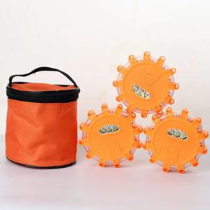 3 팩 LED 도로 플레어 깜박이는 비상 경고등 도움말 플래시 방수 길가 안전 디스크 마그네틱베이스 깜박이는 플레어