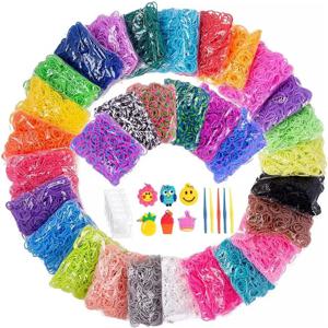 600pcs + Loom 고무 밴드 리필 키트 31 색상 팔찌 어린이를위한 키트 만들기 Loom 밴드 장난감으로 DIY Crafting 선물 제직