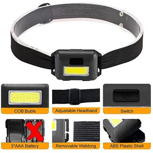 캠핑용 LED 미니 헤드라이트 휴대용 COB 헤드램프 방수 헤드 전조등 3가지 스위치 모드 LED 라이트 헤드라이트