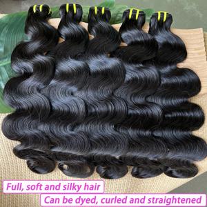 바디 웨이브 번들 100% 미가공 베트남 생인모 웨이브 곱슬머리 헤어피스 붙임머리 내추럴 블랙 여성용