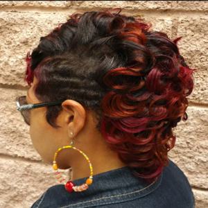 짧은 합성 블랙 및 버건디 가발, 짧은 곱슬 2 톤 가발, 흑인 여성용 자연스러운 짧은 머리 가발