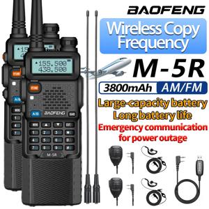 1/2개 바오펑 M-5R 무전기 8W 에어밴드 3800mAh 배터리 UHF VHF 듀얼 밴드 장거리 128CH 핸드헬드 UV-5R 양방향 무전기