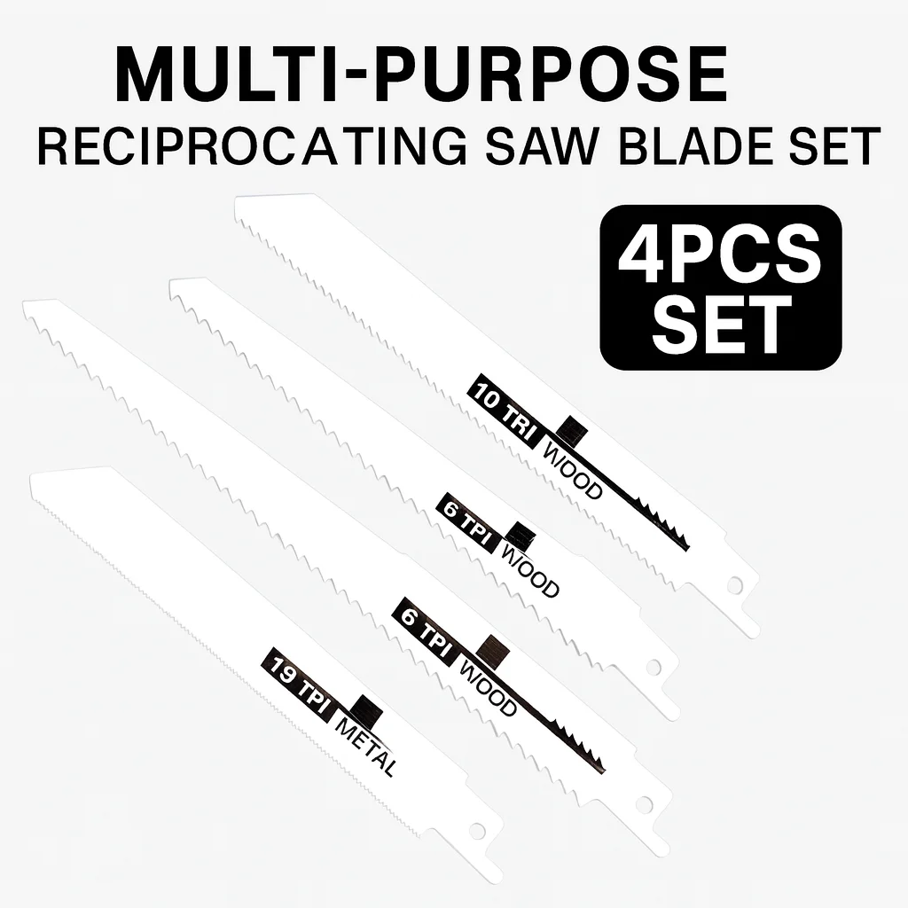 4개 왕복 톱날, 범용 목재 및 금속 절단, 거친 이빨 및 가는 이빨, DIY 및 전문가용, 내구성 있는 도구