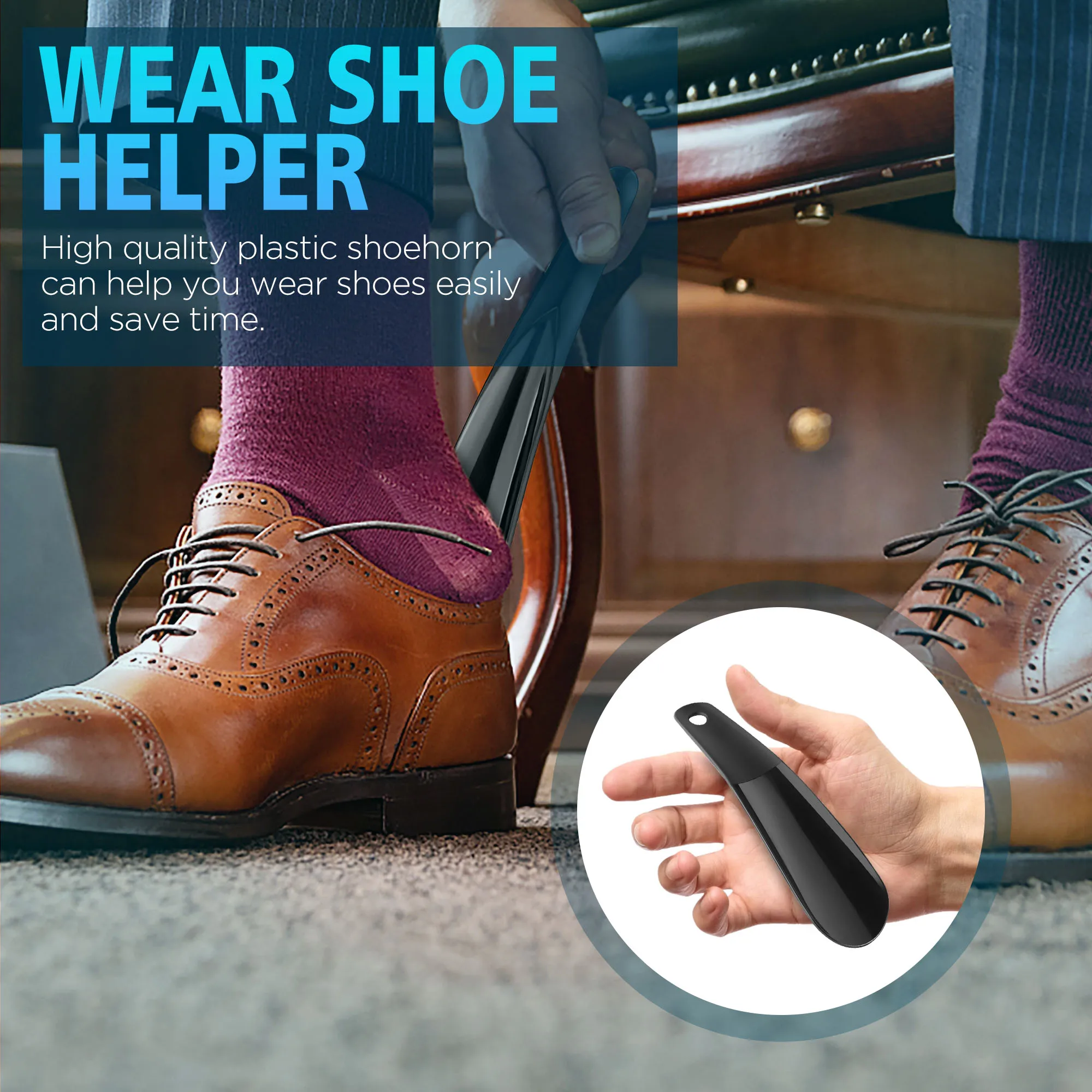 16cm 구두 뿔 전문 검은 플라스틱 구두 경적 숟가락 모양 구h 주걱 구두 기중 장치 유연한 튼튼한 슬립 구두 보조 액세서리