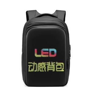 LED 디스플레이 배낭 비즈니스 여행 15.6 인치 노트북 배낭 남자 DIY 스마트 배낭 학교 배낭 여자 멀티미디어 배낭