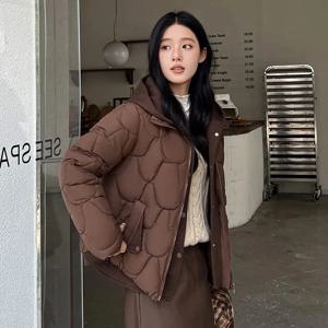 여성용 따뜻한 파카, 페이크 투피스, 긴팔, 캐주얼 코튼 패딩 재킷, 후드 아우터, 여성용 겨울 재킷, 2024 신상