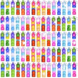 20PCS 미니 팝 키 체인 거품 파티 호의 Fidget 장난감 스트레스 릴리프 감각 장난감 자폐증 어린이 교실 상품 선물