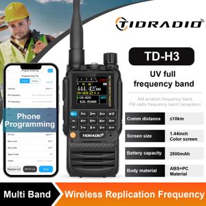 TIDRADIO TD-H3 워키토키 휴대폰 무선 프로그래밍 에어 밴드 장거리 햄, 양방향 라디오, USB C 타입 프로그래밍 및 충전