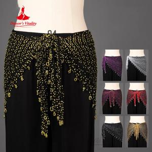 밸리 댄스 웨이스트 체인 수제 직조 실버 골드 비즈, 다목적 삼각형 힙 스카프, 밸리 댄서 공연 액세서리 벨트