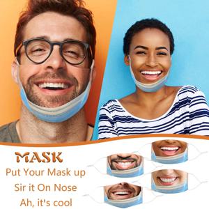 성인용 재미있는 입 마스크, 재미있는 천, 얼굴 마스크, 마스카라 코스프레 액세서리, 세척 가능, 재사용 가능, 방진 보호 마스크