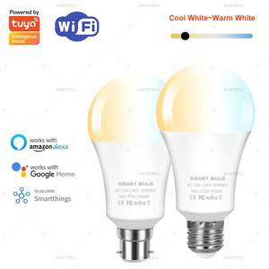 Tuya LED 전구 와이파이 스마트 라이프 앱 타이밍 밝기 온도 조절, 알렉사 구글 홈 220V E27 B22 램프 음성 제어