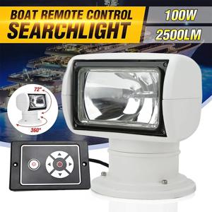 100W 해양 보트 스포트라이트 원격 제어 방수 LED 서치 360 학위 트럭 오프로드 자동차 보트 해양 운전 라이트