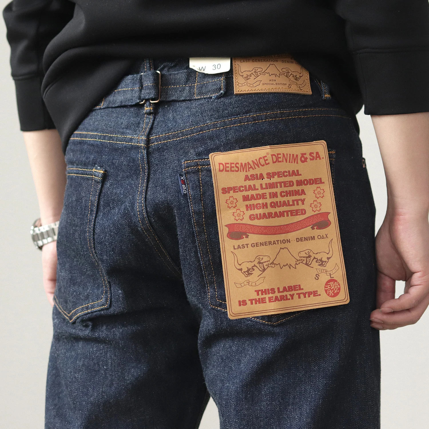 14OZ 헤비 데님 데님 청바지 남성 스트레이트 튜브 디펄프드 메이 카키 아메리칸 빈티지 기본 컬러 워시 팬츠