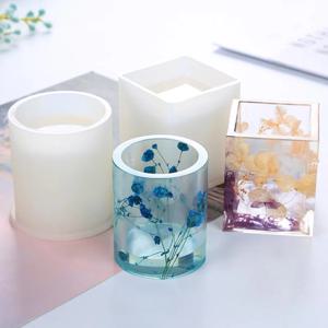 실리콘 몰드 에폭시 수지 금형 DIY 펜 컨테이너 주최자 광장 라운드 스토리지 홀더 실리카 금형 공예 보석 만들기 매력