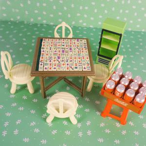 1:12 스케일 인형 집 미니어처 장식 미니 항공기 체스 Gobang 마작 테이블 세트 퍼즐 놀이 홈 액세서리 모델 선물