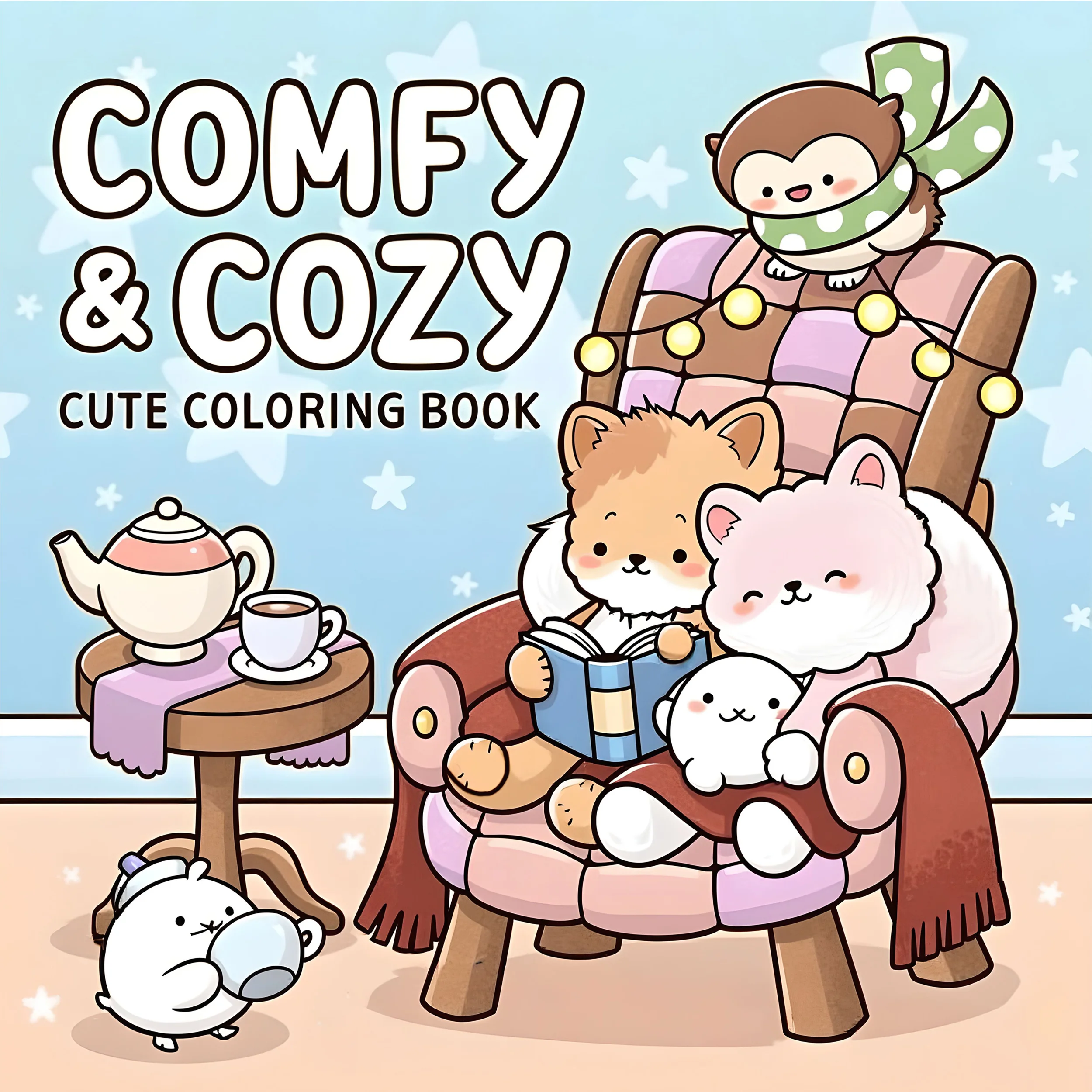 COMFY & COZY 대담하고 쉬운 패턴 성인을 위한 색칠하기 책 귀여운 그림책 파티와 생일을 위한 완벽한 선물