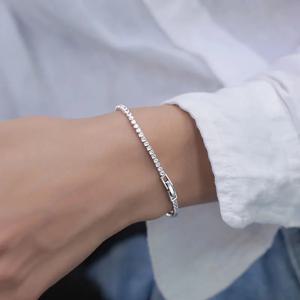 판매 925 스털링 실버 컬러 팔찌 전체 AAA 지르콘 오스트리아 크리스탈 Femme 여성 링크 체인 파인 쥬얼리 Bangles 도매