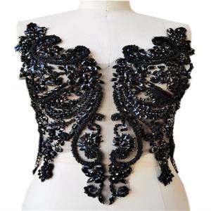 16 색상 DIY V 넥 럭셔리 수제 다이아몬드 라인 석 핫 가운 소재 구슬 Tulle 의류 장식 파티 드레스 패브릭