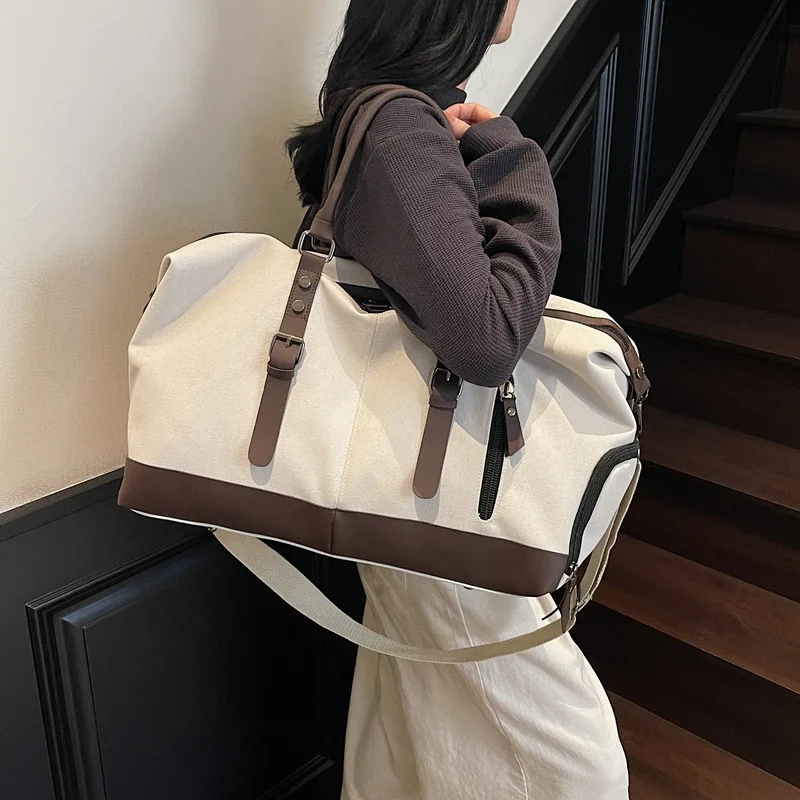 캔버스 여행 더플 숄더 크로스 바디 백 신발 구획 체육관 피트니스 야외 단거리 가방 수하물 주말 핸드백