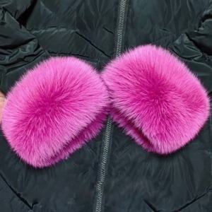 리얼 폭스 모피 커프스 팔 따뜻하게 겨울 플러시 방풍 여성 손목 커프 슬리브 장갑 Pompom 팔찌 팔찌 슬리브 액세서리