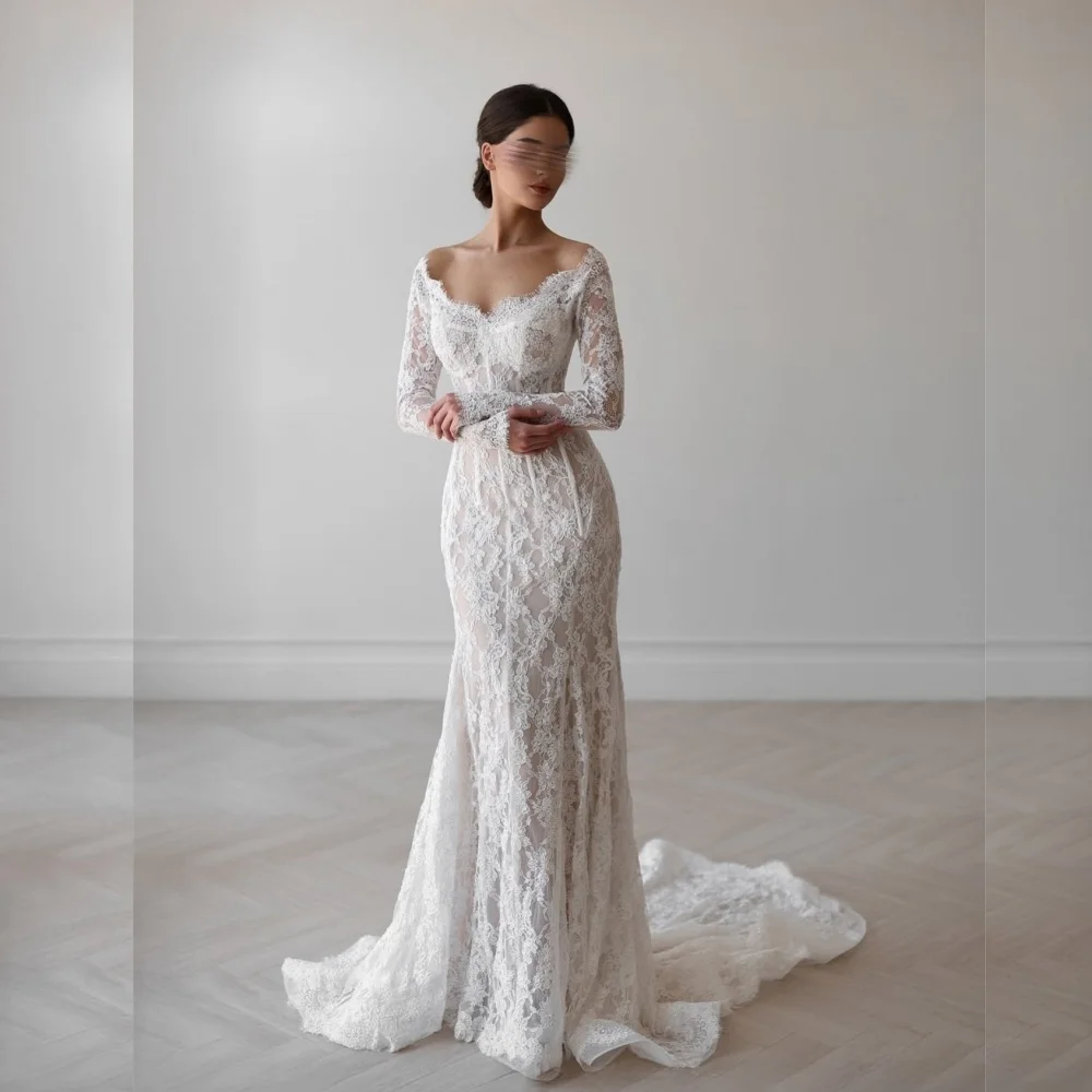 맞춤형 레이스 오프 숄더 인어 바닥 길이 맞춤형 행사 웨딩 파티 드레스 화려한 고품질 공식