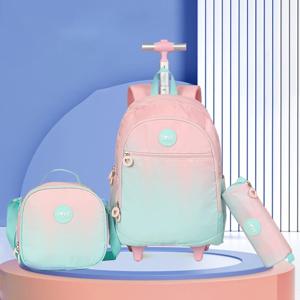 학교 배낭 세트 여자 학생을위한 롤링 배낭 바퀴 달린 배낭 트롤리 학교 가방 바퀴가있는 여행 수하물 책 가방